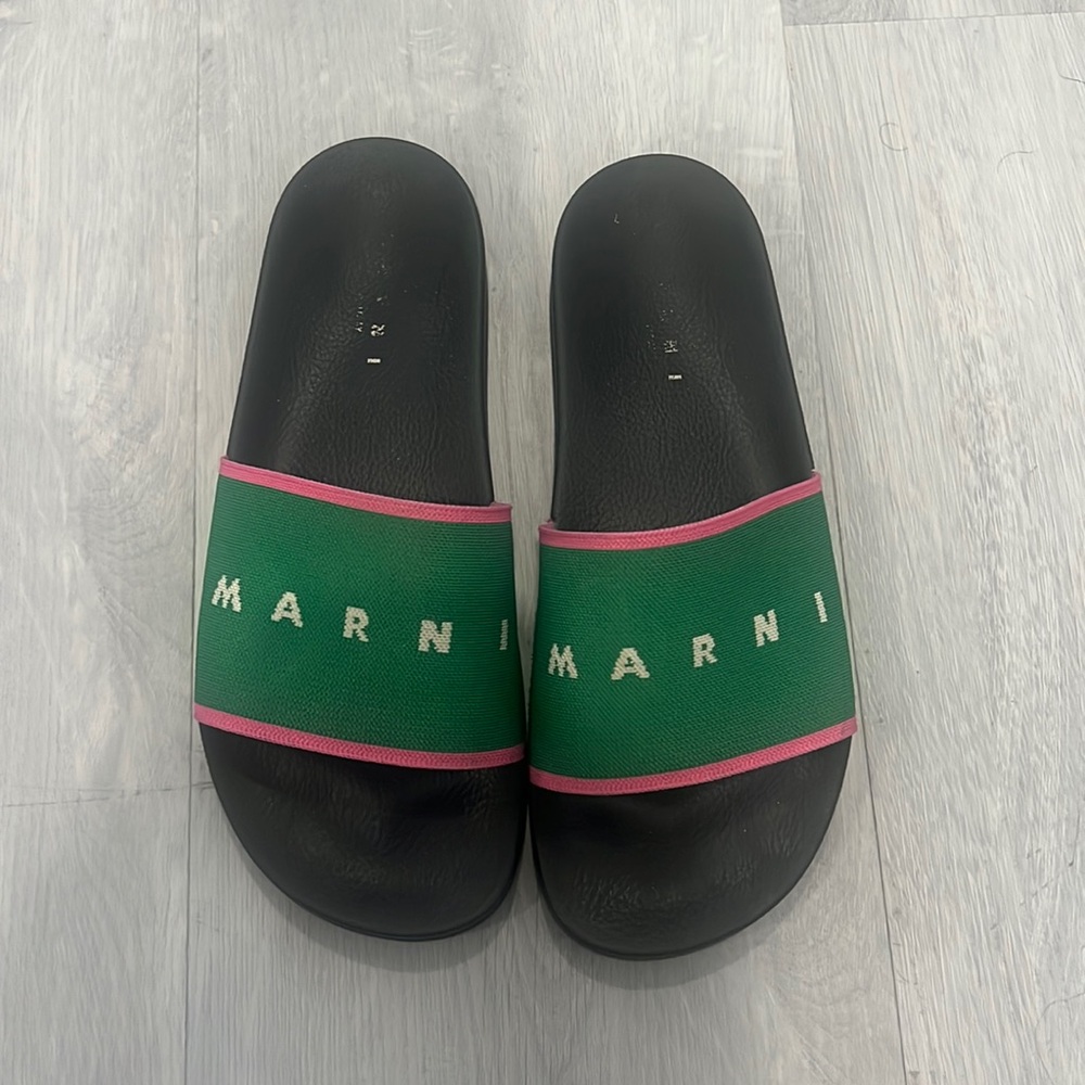 MARNI Green Pink Slides